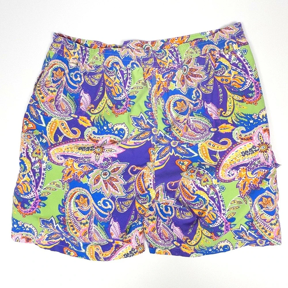 Polo Ralph Lauren‎ Paisley Swim Trunks Drawstring Mens Large - Liner Removed